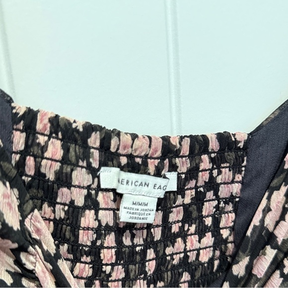 American Eagle Black and Pink Floral Top - Picture 3 of 7